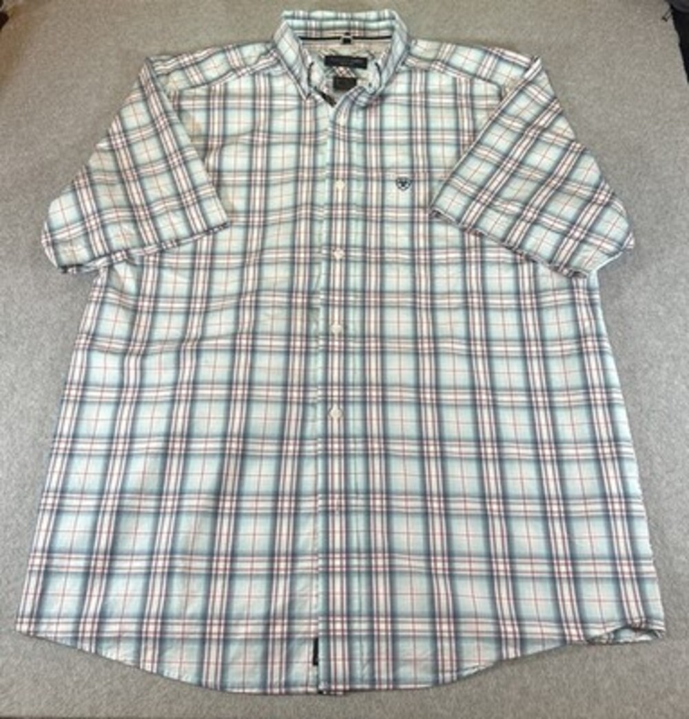 Ariat Pro Series Button Down Shirt Men’s Size Medium Blue Plaid Short Sleeve